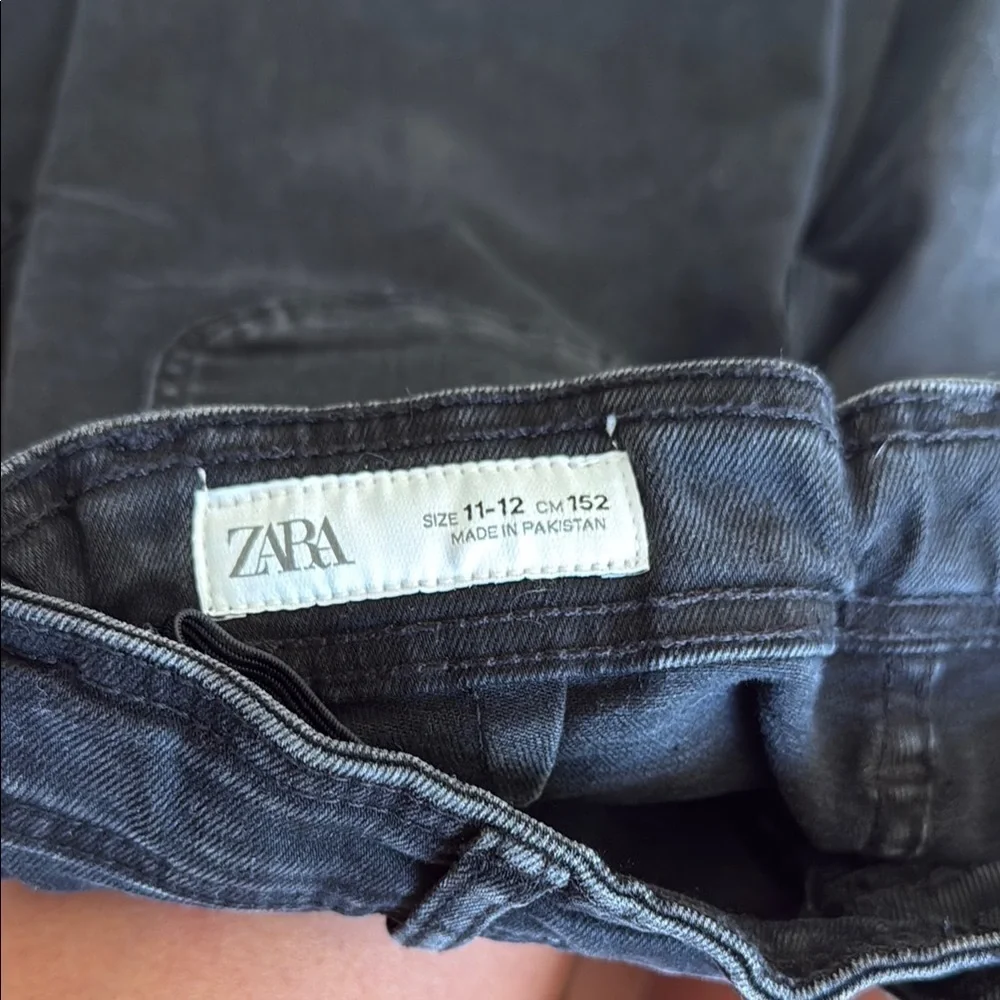 Zara Girls Black Wide Leg Jeans 11–12 152 Raw Hem